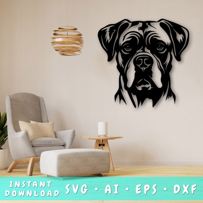 Boxer Dog Laser SVG - HappyDesignStudio - 001