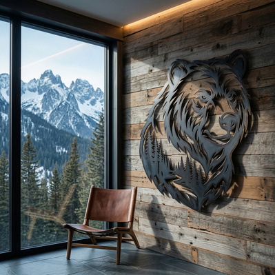 Grizzly Bear Metal Wall Art SVG | Wildlife Forest Bear DXF  - HappyDesignStudio - 004
