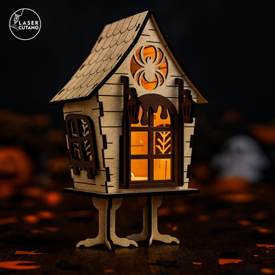 女巫小屋燈籠 - 萬聖節夜燈和恐怖裝飾 - LaserCutano - 002