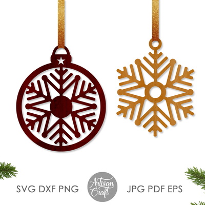 雪花裝飾，雷射切割文件，單線，svg - Artisan Craft - 005