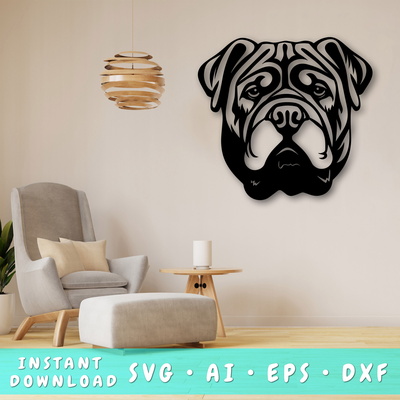 Shar Pei Laser SVG Cut File, Shar Pei Glowforge File - HappyDesignStudio - 001
