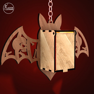 Halloween Bat Lantern SVG - Cat with a Web Night Light - LaserCutano - 004