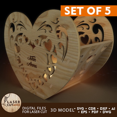 Heart Candle Holders Set of 5 – Valentine’s Day 