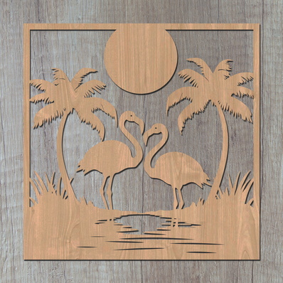 Flamingo Laser SVG, Beach SVG, Flamingo Glowforge File - HappyDesignStudio - 002