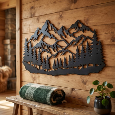 Mountain Forest Metal Wall Art SVG, CNC Plasma Cut File - HappyDesignStudio - 003