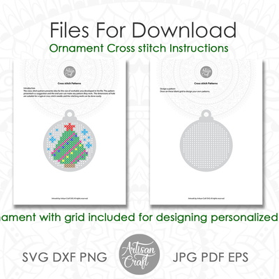 十字繡聖誕裝飾，svg 剪切文件 - Artisan Craft - 003