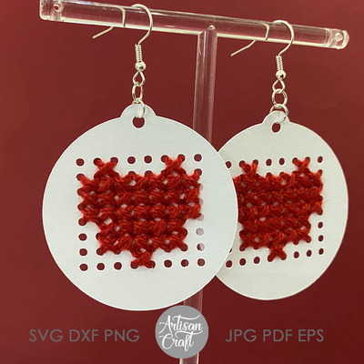 Cross stitch earrings cut files with patterns  - Artisan Craft - 007