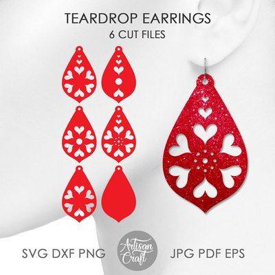 淚珠耳環 svg，雷射切割文件，耳環 svg - Artisan Craft - 001