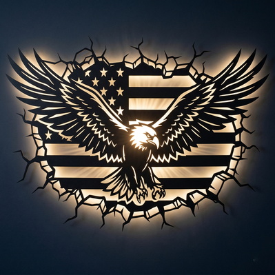 Patriotic Eagle Flag SVG for Plasma & CNC - HappyDesignStudio - 004