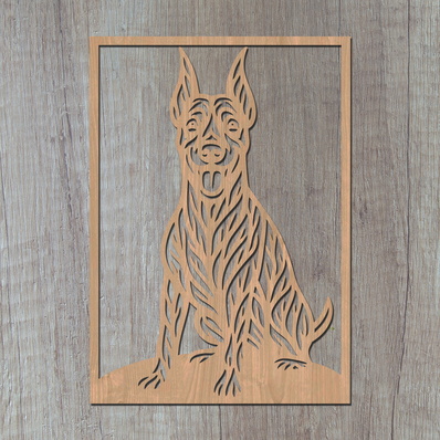 杜賓犬雷射 svg，可愛的狗雷射切割，寵物愛好者設計 - HappyDesignStudio - 003