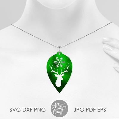 馴鹿耳環 svg，雷射切割文件，聖誕耳環 - Artisan Craft - 003