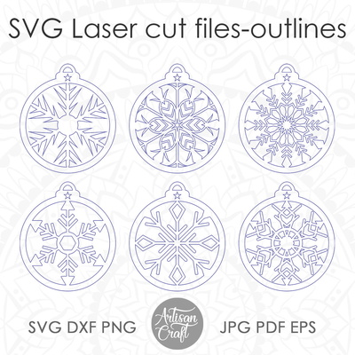 雪花裝飾，用於雷射切割的 svg - Artisan Craft - 003