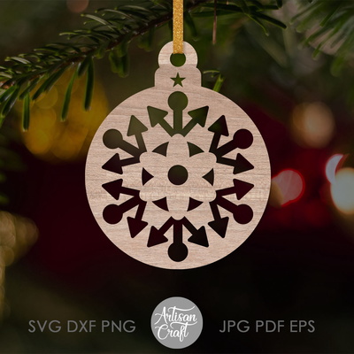 Snowflake ornament SVG cut file, single line SVG, Christmas  - Artisan Craft - 003