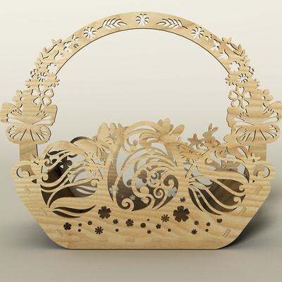 Wooden Easter Basket - LaserCutano - 003