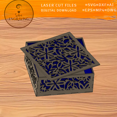 優雅的花盒雷射切割文件 - SiArt - 001