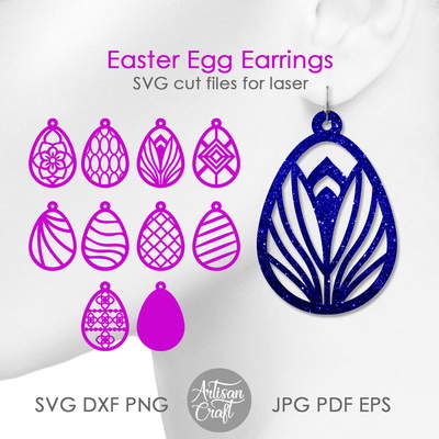 Easter earrings showing teardrop shapes & Easter eggs