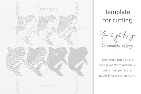 海豚,曼陀羅海豚,3d 分層 svg dxf png 文件 海豚,曼陀羅海豚,3d 分層 svg dxf png 文件 - CraftyKittyArt - 001