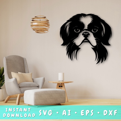 Japanese Chin Laser SVG Cut File, Japanese Chin Glowforge - HappyDesignStudio - 001