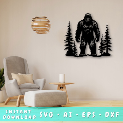 Bigfoot Laser SVG, Yeti SVG, Sasquatch SVG - HappyDesignStudio - 001