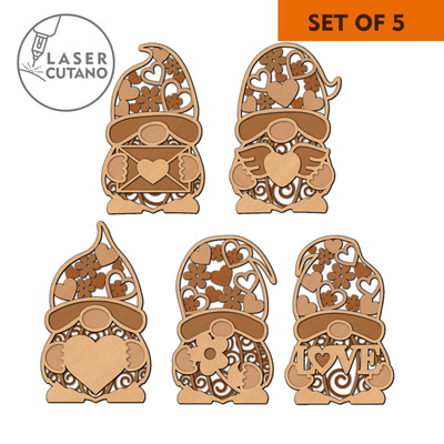 Valentine's Day Decorative Gnomes, Multilayer Template Valentine's Day Decorative Gnomes, Multilayer Template - LaserCutano - 002