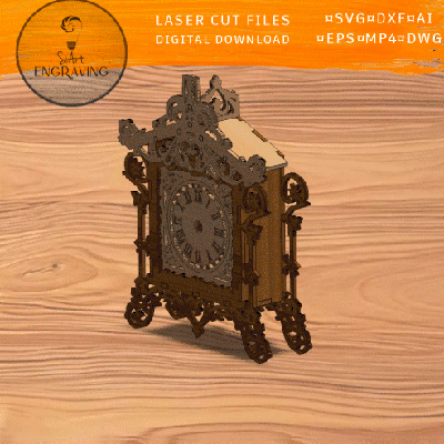 桌面時鐘雷射切割文件 - SiArt - 002