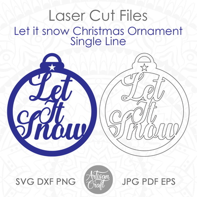 讓它下雪聖誕飾品，單線 svg，雷射切割 - Artisan Craft - 003