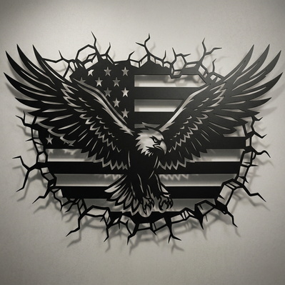 Patriotic Eagle Flag SVG for Plasma & CNC - HappyDesignStudio - 002