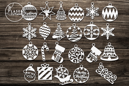 Christmas Tree Ornaments Set  Christmas Tree Ornaments Set  - LaserCutano - 002