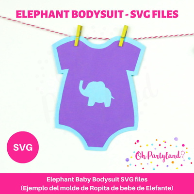 Elephant Baby Bodysuit SVG files - Ohpartyland - 002