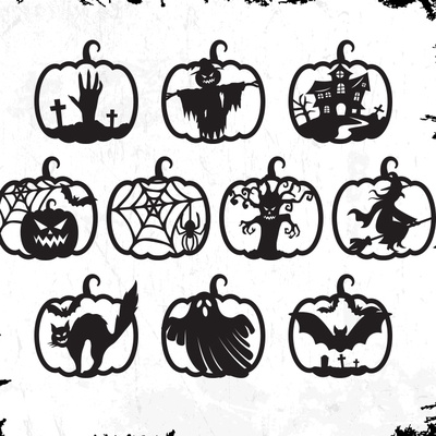 萬聖節南瓜裝飾裝飾品雷射切割文件包