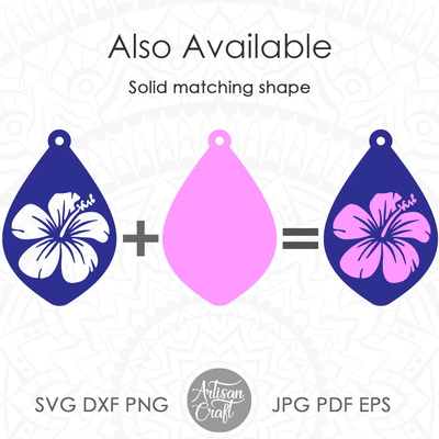 Hibiscus Earrings SVG for making floral jewelry  - Artisan Craft - 004