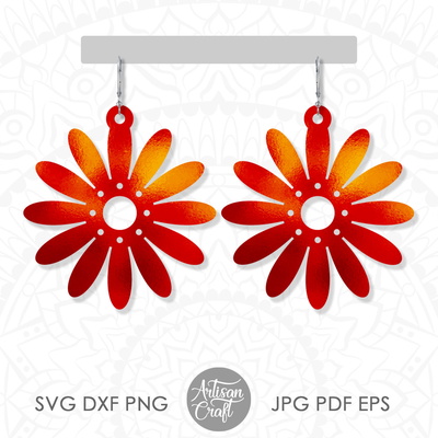 雛菊耳環切割文件用於製作花朵首飾 - Artisan Craft - 001