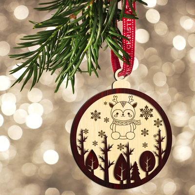 Christmas Tree Round Ornaments Set - LaserCutano - 004
