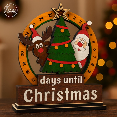 Christmas Countdown Calendar | Santa & Reindeer Advent Laser - LaserCutano - 002