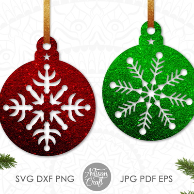 Snowflake ornament SVG cut file, single line SVG, Christmas  - Artisan Craft - 002