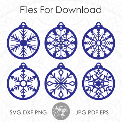 雪花裝飾，用於雷射切割的 svg - Artisan Craft - 005