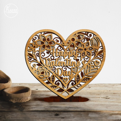 Happy Valentine's Day Heart Shaped Decoration - LaserCutano - 005