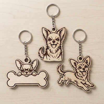 Chihuahua Keychain SVG Bundle, 6 Laser Cut Files - HappyDesignStudio - 002