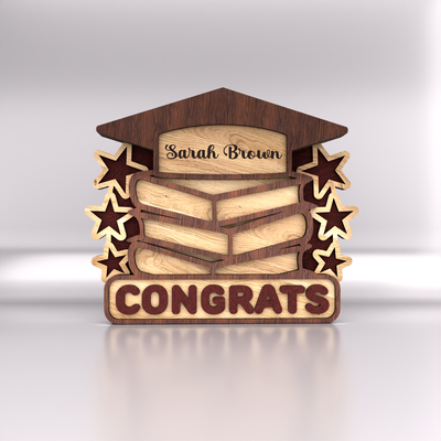 Personalized Grad Stand Decoration with Name - LaserCutano - 003