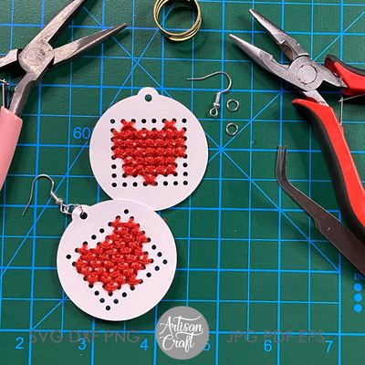 Cross stitch earrings cut files with patterns  - Artisan Craft - 004