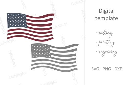 American flag SVG cut files 4th of July Independence Day SVG - CraftyKittyArt - 001