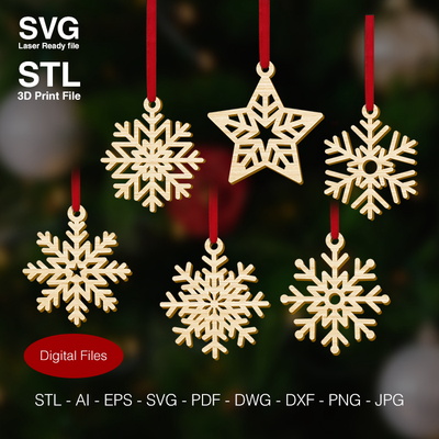 Snowflake Christmas Tree Decoration Ornament Bundle pack - Ndas - 002