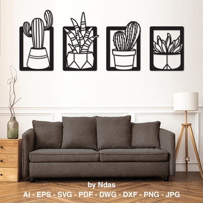 仙人掌植物雷射切割 cnc svg dxf pdf