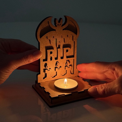 RIP Tombstone Candle Holder - Halloween Tea Light Lantern