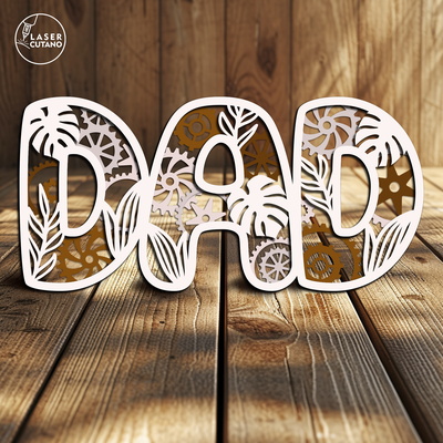 Set of 2 Floral Signs Dad - LaserCutano - 002
