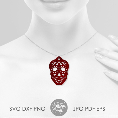 Sugar skull 耳環，dia de los muertos 激光切割銼刀 - Artisan Craft - 003