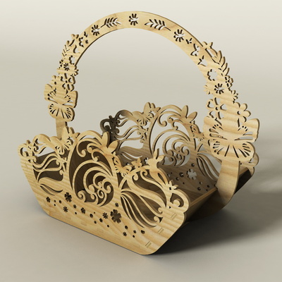 Wooden Easter Basket - LaserCutano - 001