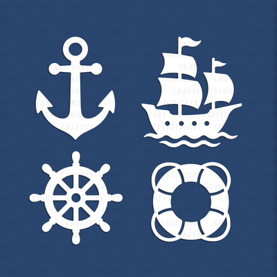 Sailor Laser Paper cutting SVG: Anchor, Ship Wheel, Lifebuoy - CraftyKittyArt - 001