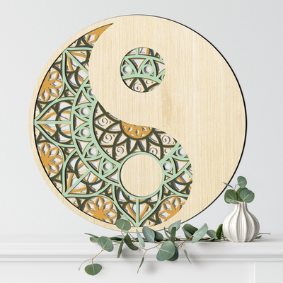 MANDALA YIN YANG Laser Cut Template - LaserCutano - 004