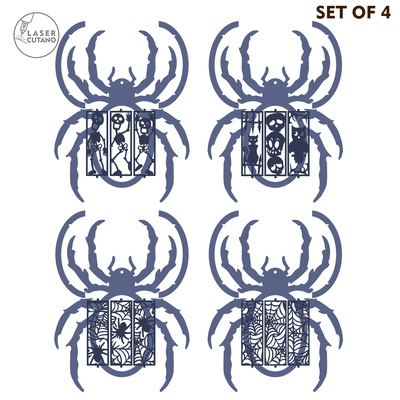 Spider Lantern Set of 4 β Halloween Lamp with Creepy Designs Spider Lantern Set of 4 β Halloween Lamp with Creepy Designs - LaserCutano - 002